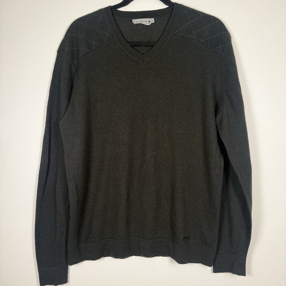 Smartwool Men's V-Neck Long Sleeve 100% Merino Wool Green Sweater Size Large